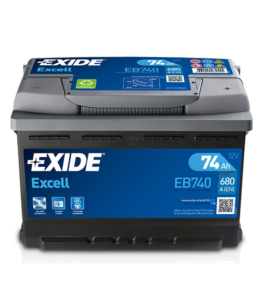 Akumulators EXIDE EXCELL EB740 12V 74Ah 680A(EN) 278x175x190 0/1